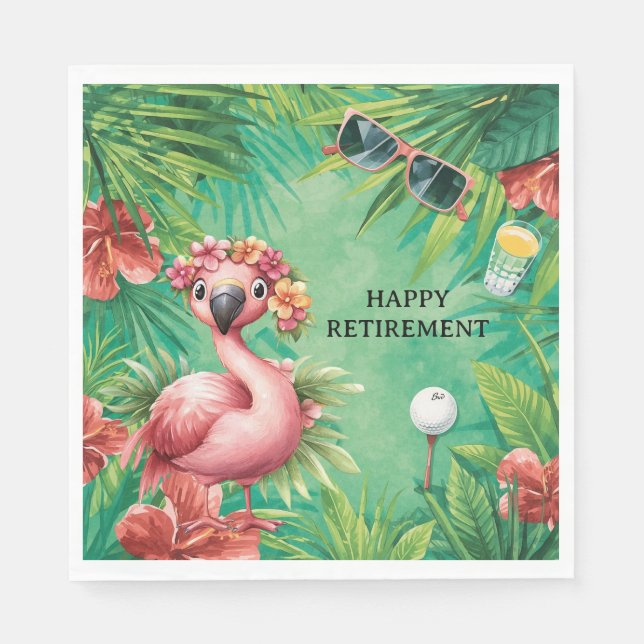Golf Florida Themed with Flamingo on green Pappersservett (Framsidan)