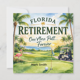 Golf Florida themed with flamingo retirement Inbjudningar