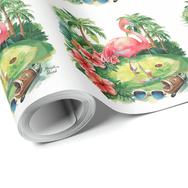 Golf Florida themed with flamingo retirement Presentpapper (Rulle Hörn)
