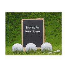 Golf-flytta till ett nytt hus på en kalkbräda på g