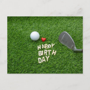 Golf födelsedag med kärlek och golfboll & Sand wed Vykort