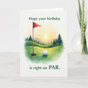 Golf födelsedag rolig rätt på par grön akvarell kort