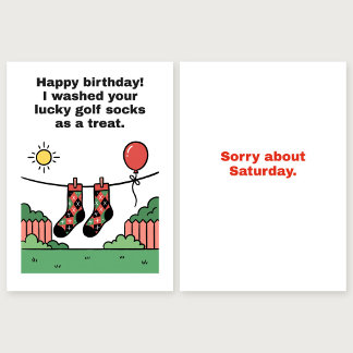 Golf födelsedags kort: Jag tvättade dina lyckosock Kort