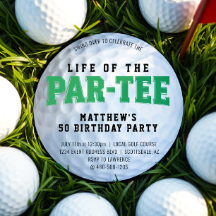 Golf-Födelsedagsfest 50:e dagen Par Golf Boll Inbjudningar