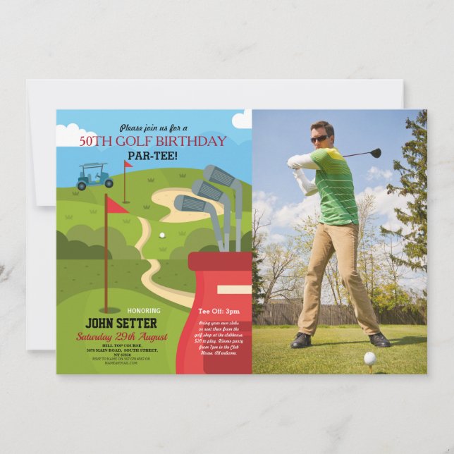 Golf födelsedagsfest Alla åldrar Golf Foto Inbjudningar (Framsida)
