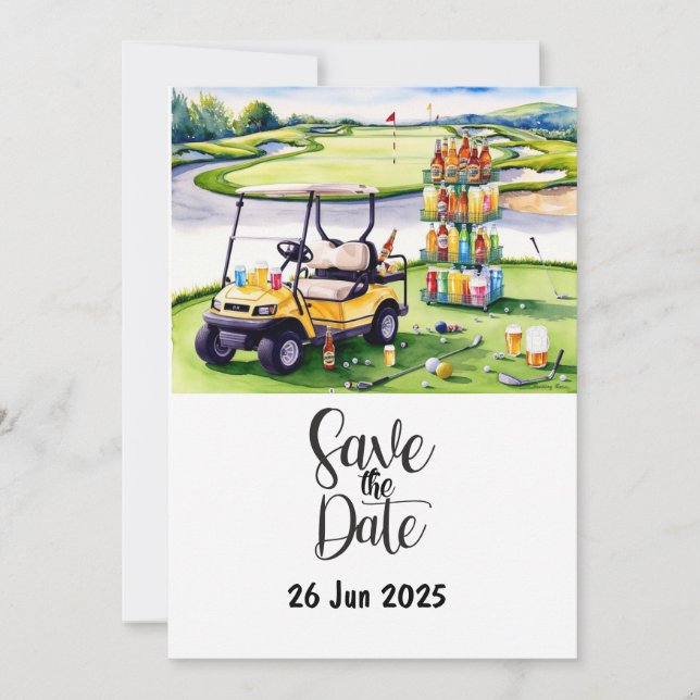 Golf Födelsedagsfest dekoration på kursen Inbjudningar (Framsida)