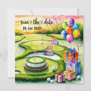 Golf Födelsedagsfest dekoration på kursen Spara Datumet