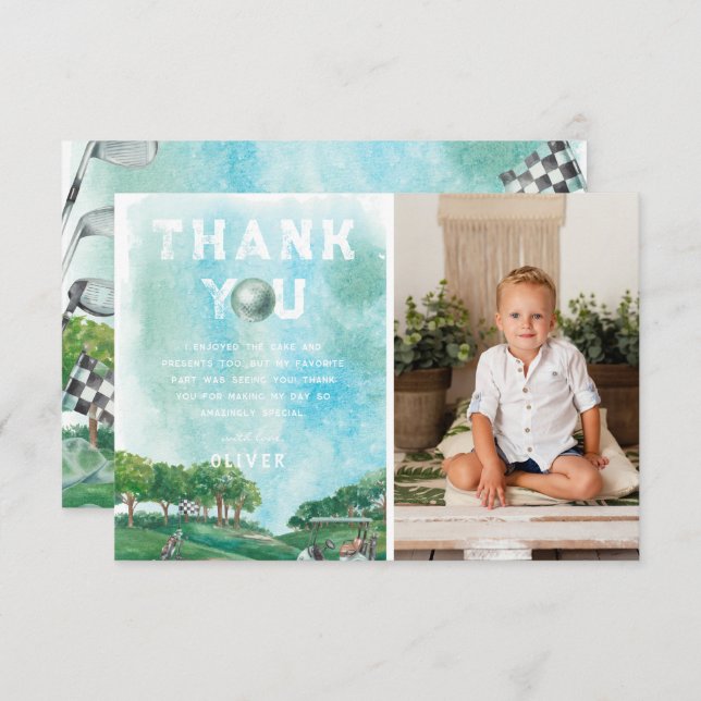 Golf-Födelsedagsfest | Foto-Tack Tack Kort (Fram/baksida)