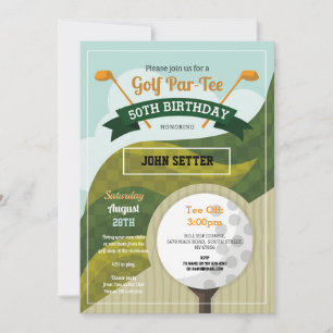 Golf-Födelsedagsfest i alla ålders Golfing-inbjudn Inbjudningar