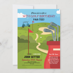 Golf-Födelsedagsfest i alla ålders Golfing-inbjudn Inbjudningar