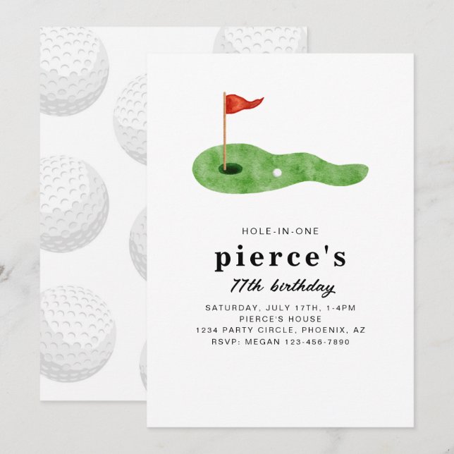 Golf Födelsedagsfest Inbjudan (Fram/baksida)