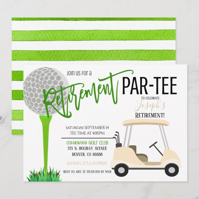 Golf Födelsedagsfest inbjudan (Fram/baksida)