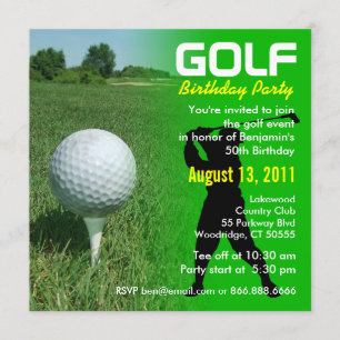 Golf Födelsedagsfest inbjudan
