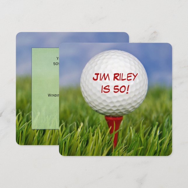 Golf Födelsedagsfest inbjudan (Fram/baksida)