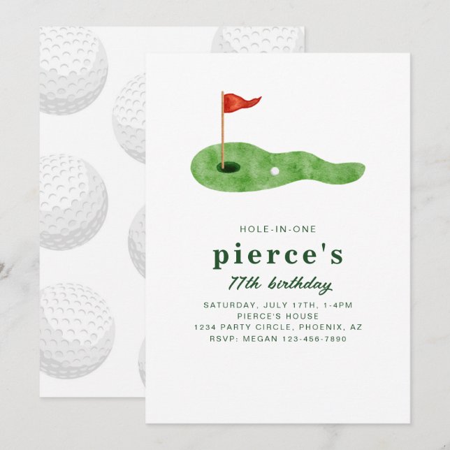 Golf Födelsedagsfest Inbjudan (Fram/baksida)