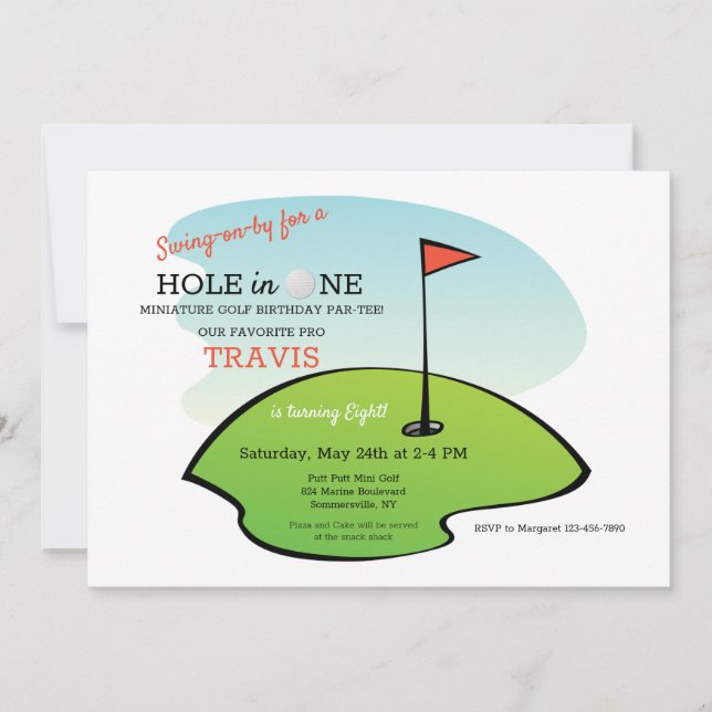 Golf Födelsedagsfest Inbjudningar (Framsida)