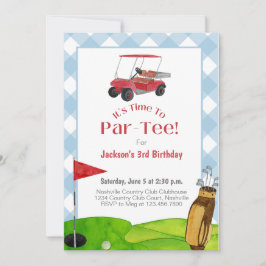 Golf Födelsedagsfest Pensionering Blå Akvarell Inbjudningar