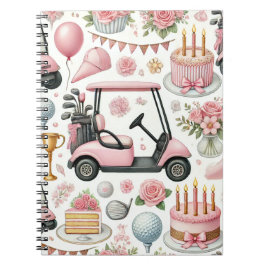 Golf Födelsedagsfest Rosa Théfor Girl Woman Anteckningsbok