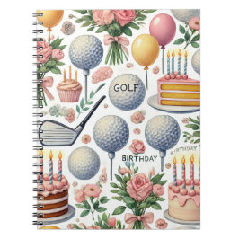 Golf Födelsedagsfest Rosa Théfor Girl Woman Anteckningsbok