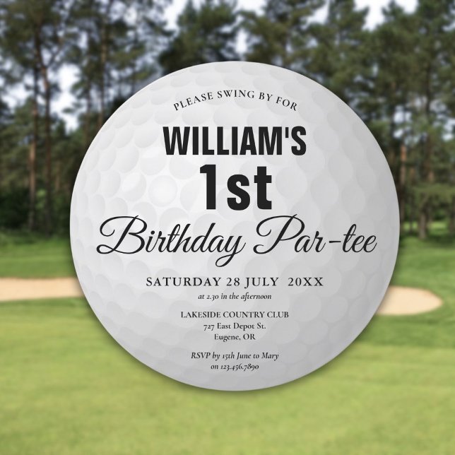 Golf-Födelsedagsfesten Golf Boll Inbjudningar (Any Age Golf Birthday Party Golf Ball Invitation)