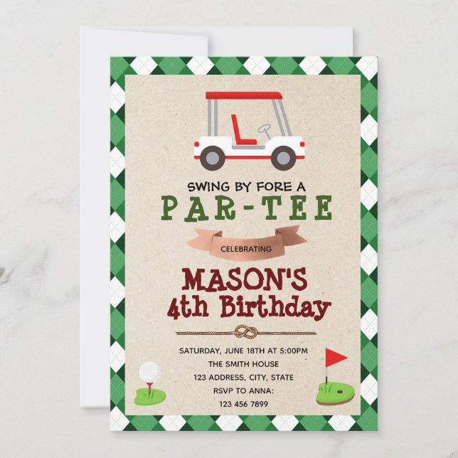 Golf Födelsedagsinbjudan Inbjudningar (Framsida)