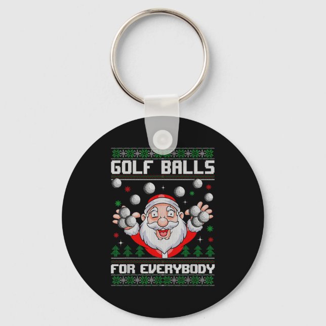 Golf For Everybody Santa Ugly Christmas Golfing  Nyckelring (Framsida)
