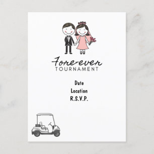 Golf FORE EVER golf bröllop spara datum golfer Vykort