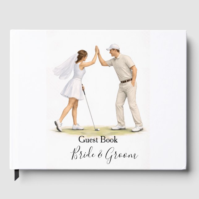 Golf Fore Ever with Bride and Groom Wedding  Gästböcker (Framsida)