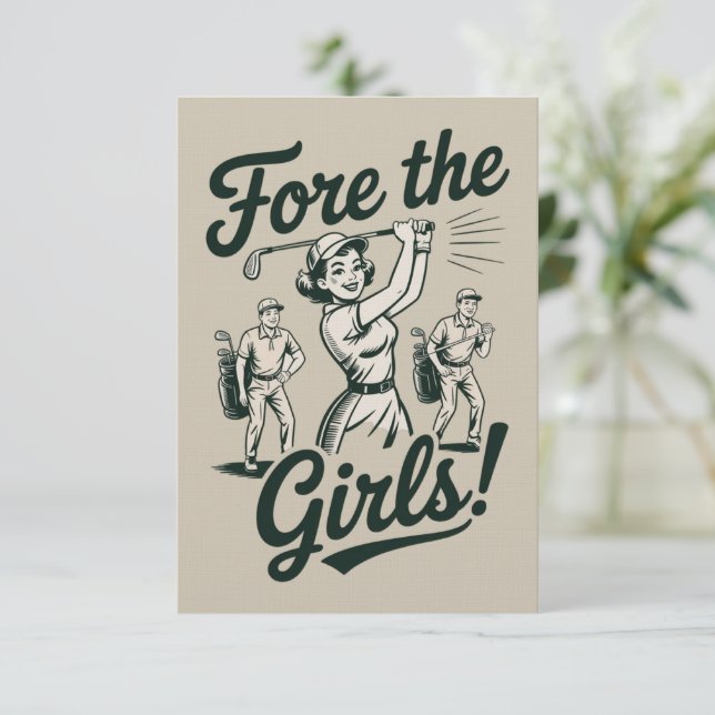 Golf Fore The Girls Cute Funny Golfing Ladies Inbjudningar (Stående Fram)