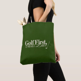 'Golf först, Sysslor senare' Rolig Klassisk Grön Tygkasse