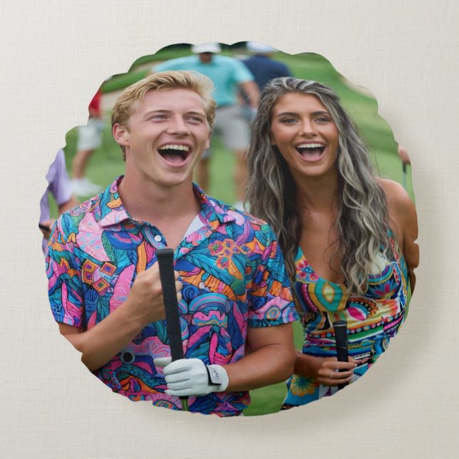 Golf Foto Anpassa Personalisera Rund Kudde (Framsidan)