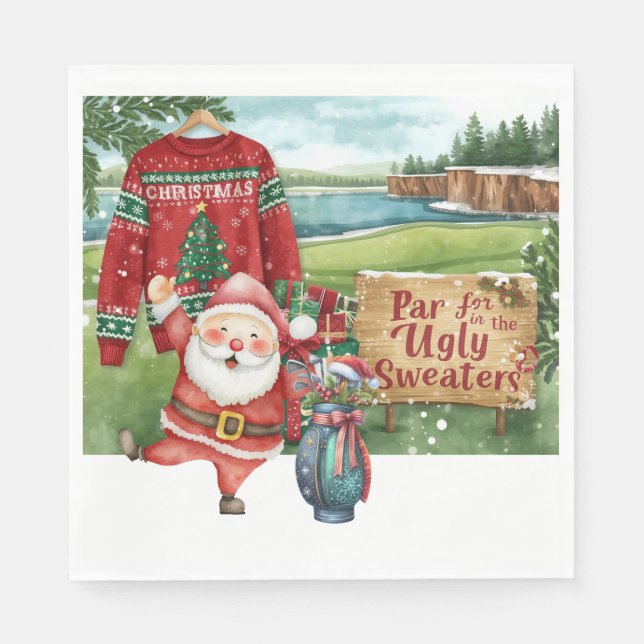 Golf fulstyg jultröja julfest  pappersservett (Framsidan)