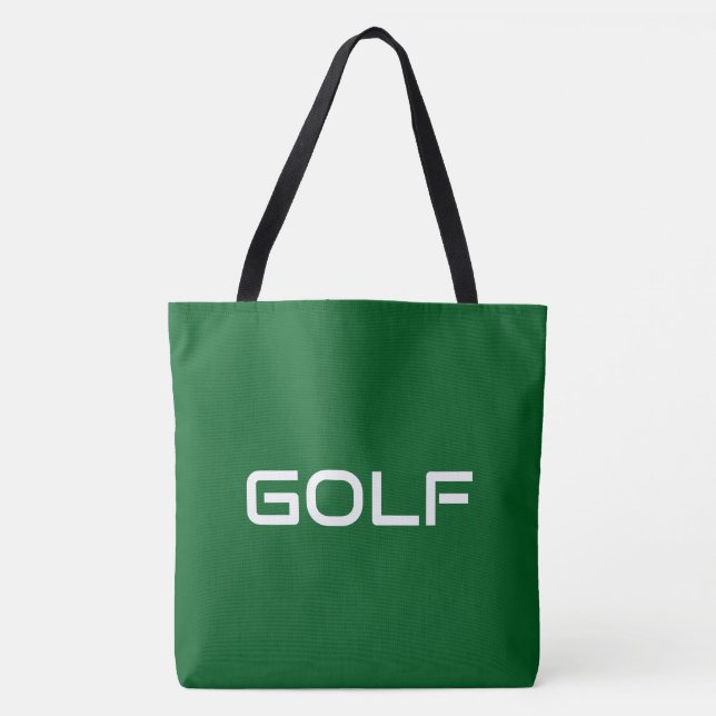GOLF Fun Modern Sleek White Text On Forest Green Tygkasse (Framsida)