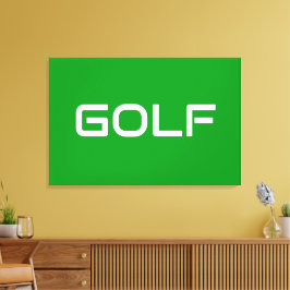 GOLF Fun Sporty Modern White Text On Bright Green Canvastryck