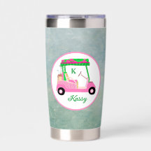 Golf Gal Rosa Cart Namn Monogram Vattenflaska