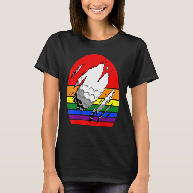 Golf Gay Rainbow Golf Boll kommer igenom T Shirt (Framsida)