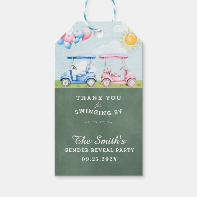 Golf Gender Reveal Tack Märkre Presentetikett (Framsidan)
