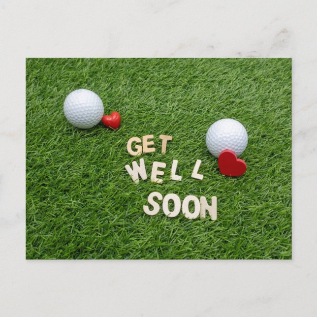 Golf Get well-card med golf boll och T Vykort (Framsida)