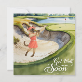 Golf Get well-kort snart Card för kattlovergolfer Kort