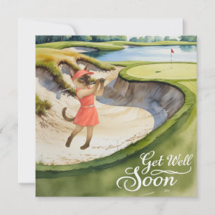 Golf Get well-kort snart Card för kattlovergolfer Kort
