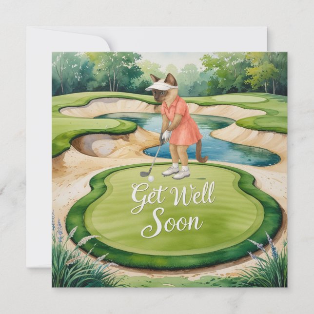 Golf Get well-kort snart Card för kattlovergolfer Kort (Framsida)