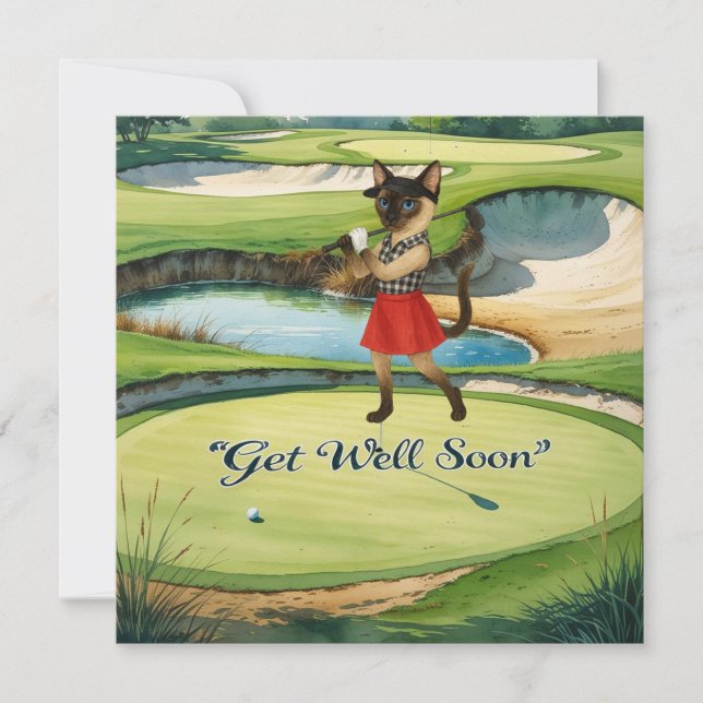 Golf Get well-kort snart Card för kattlovergolfer Kort (Framsida)