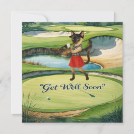 Golf Get well-kort snart Card för kattlovergolfer Kort