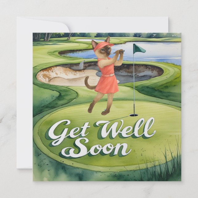 Golf Get well-kort snart Card för kattlovergolfer Kort (Framsida)