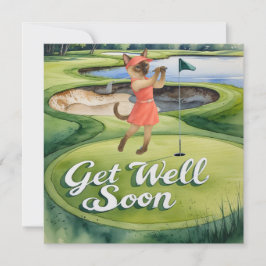 Golf Get well-kort snart Card för kattlovergolfer Kort