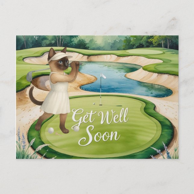 Golf Get well-kort snart Card för kattlovergolfer Vykort (Framsida)