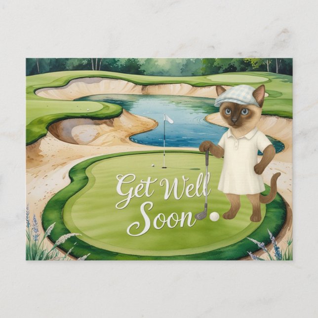 Golf Get well-kort snart Card för kattlovergolfer Vykort (Framsida)