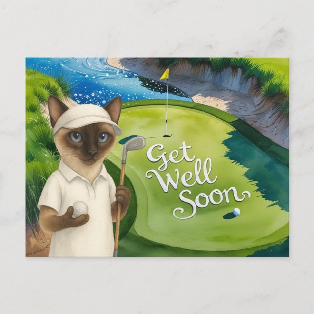 Golf Get well-kort snart Card för kattlovergolfer Vykort (Framsida)