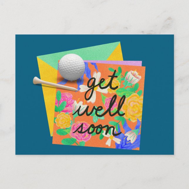 Golf Get well Snart Golfer med bollar på kortet Vykort (Framsida)
