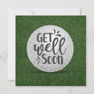 Golf Get well Snart med golf boll på grönt gräs Kort